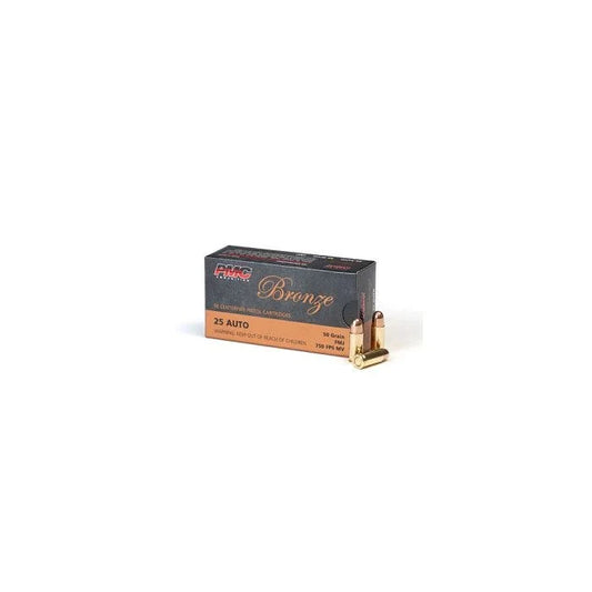 PMC Bronze .25 ACP Handgun Ammo - 50 Grain | FMJ | 1000 Round Case