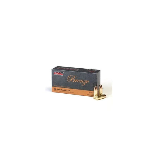 PMC Bronze .38 Super Handgun Ammo - 130 Grain | +P | FMJ | 50rd Box