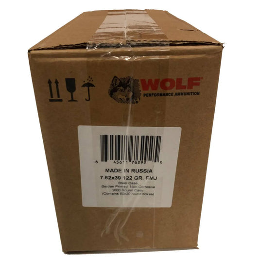 Wolf Steel Case 7.62x39mm Rifle Ammo - 122 Grain | FMJ | 1000rd Case