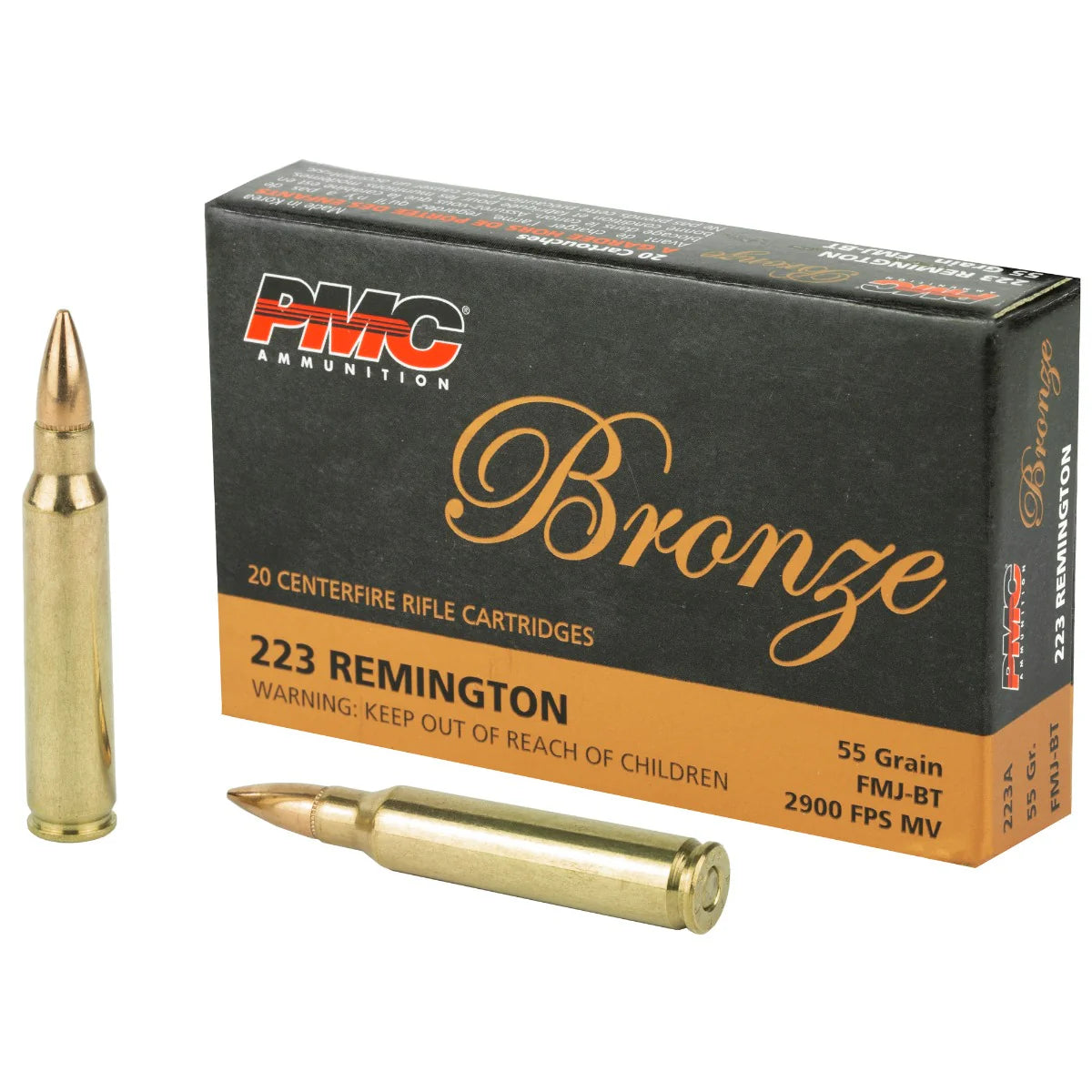 PMC Bronze .223 Remington Rifle Ammo - 55 Grain | FMJ-BT