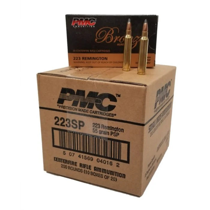 PMC Bronze .223 Remington Rifle Ammo - 55 Grain | SP-200rd Cube