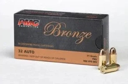 PMC Bronze .32 ACP Handgun Ammo - 71 Grain | FMJ |  (50 Round Box)