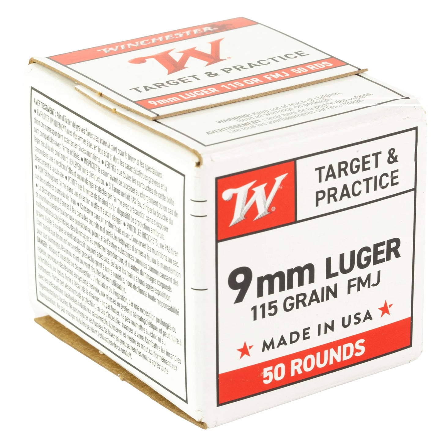 Winchester USA, 9mm Luger, 115 Grain | FMJ |  (50 Round Box)