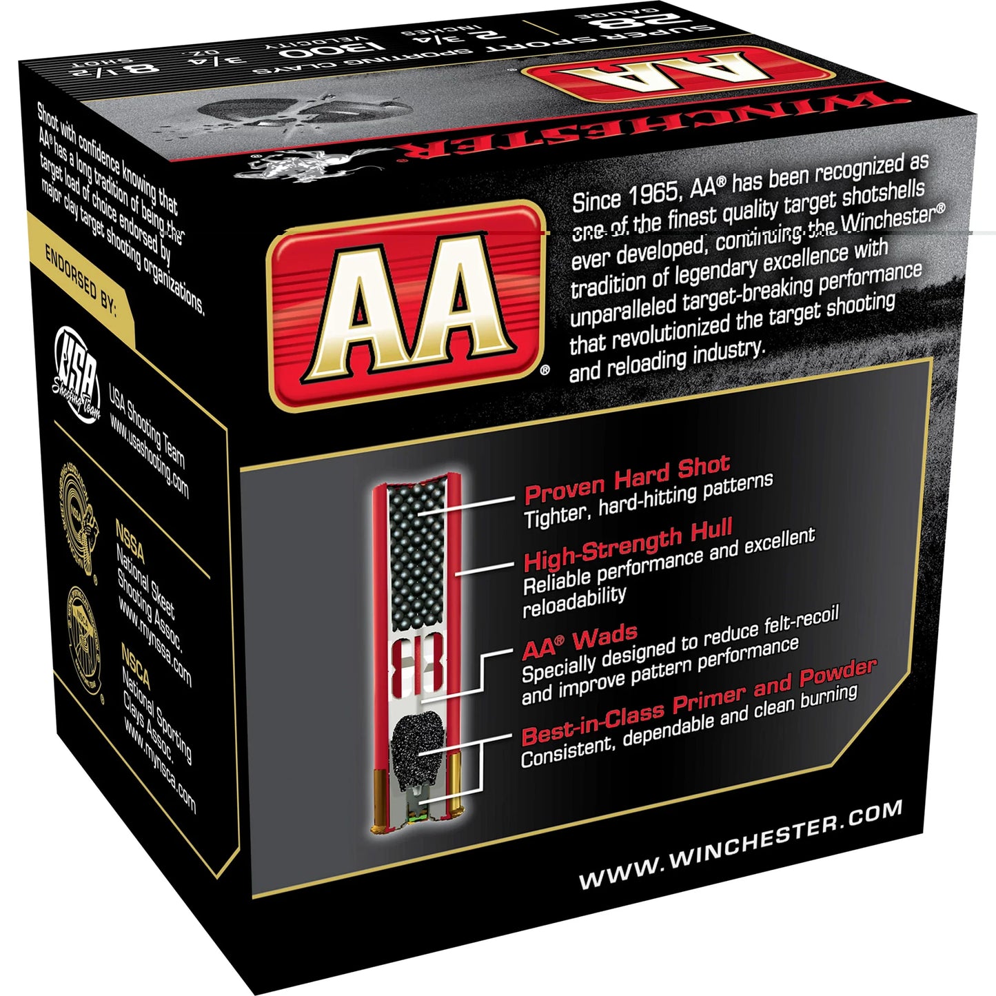 Winchester Ammunition, AA Supersport Sporting Clay, 28 Gauge 2.75", #8.5, 3/4 oz.  (25 Round Box)