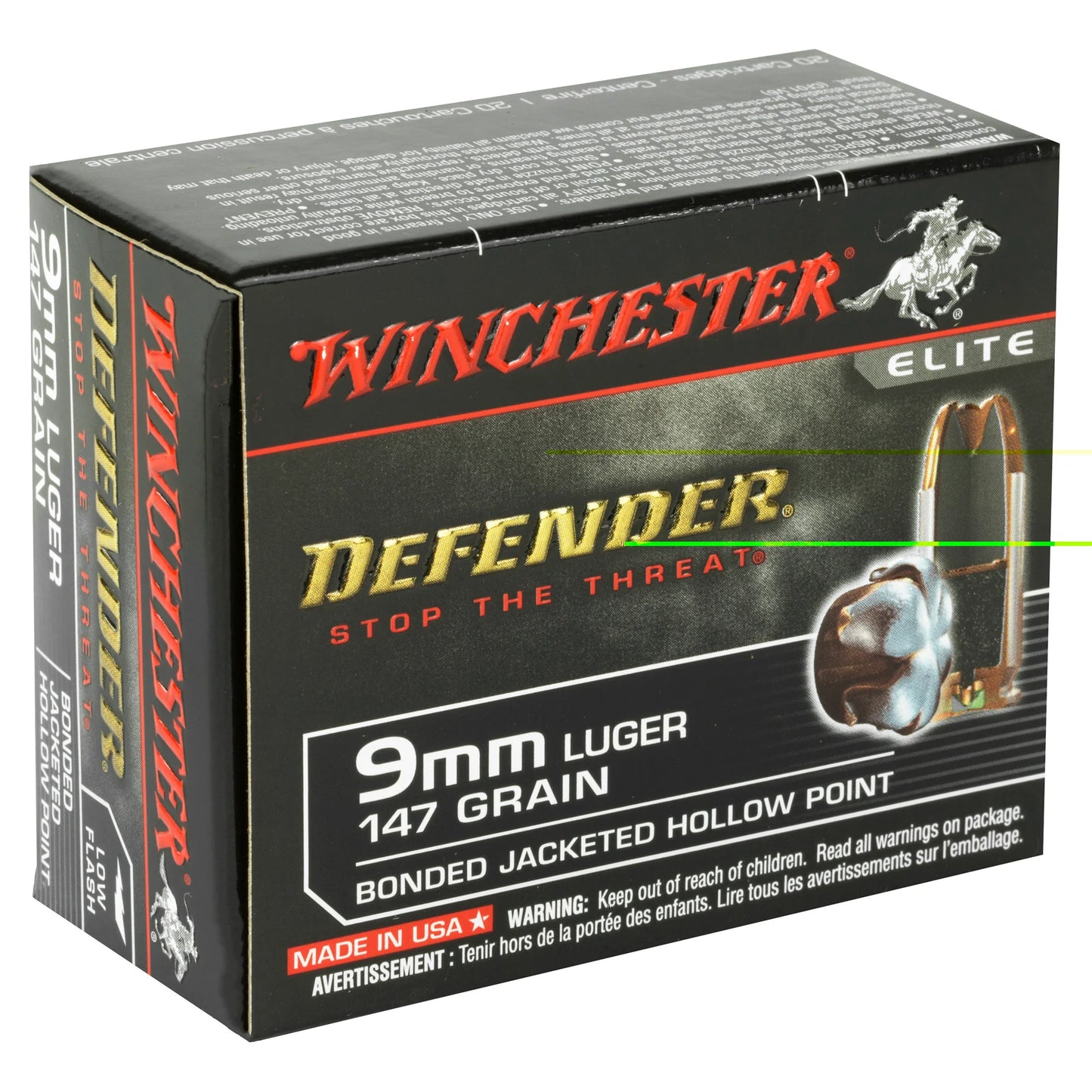 Winchester Ammunition, Defender, 9MM, 147 Grain, PDX1 | BJHP |  (20 Round Box)