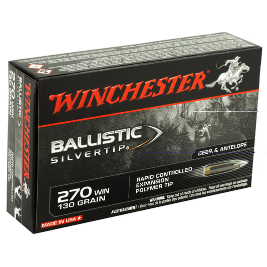 Winchester Ammunition, Ballistic Silvertip, 270 Win, 130 Grain  (20 Round Box)