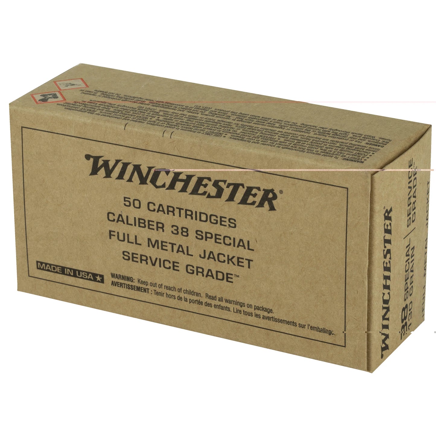 Winchester Ammunition, Service Grade, 38 Special, 130 Grain | FMJ |  (50 Round Box)