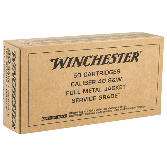 Winchester Ammunition, Service Grade, 40 S&W, 165 Grain | FMJ |  (50 Round Box)