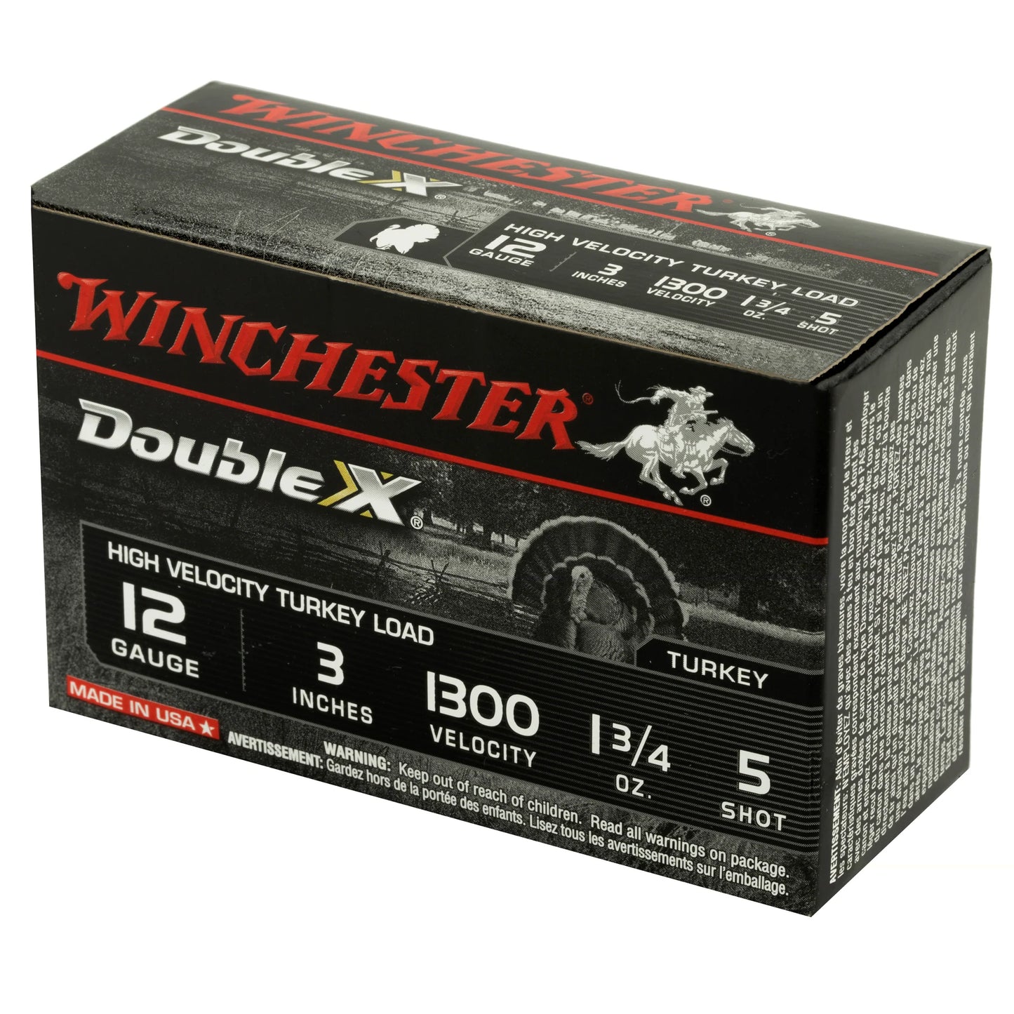 Winchester Ammunition, Double X High Velocity, Turkey, 12 Gauge, 3", #5, 1.75oz, Shotshell  (10 Round Box)