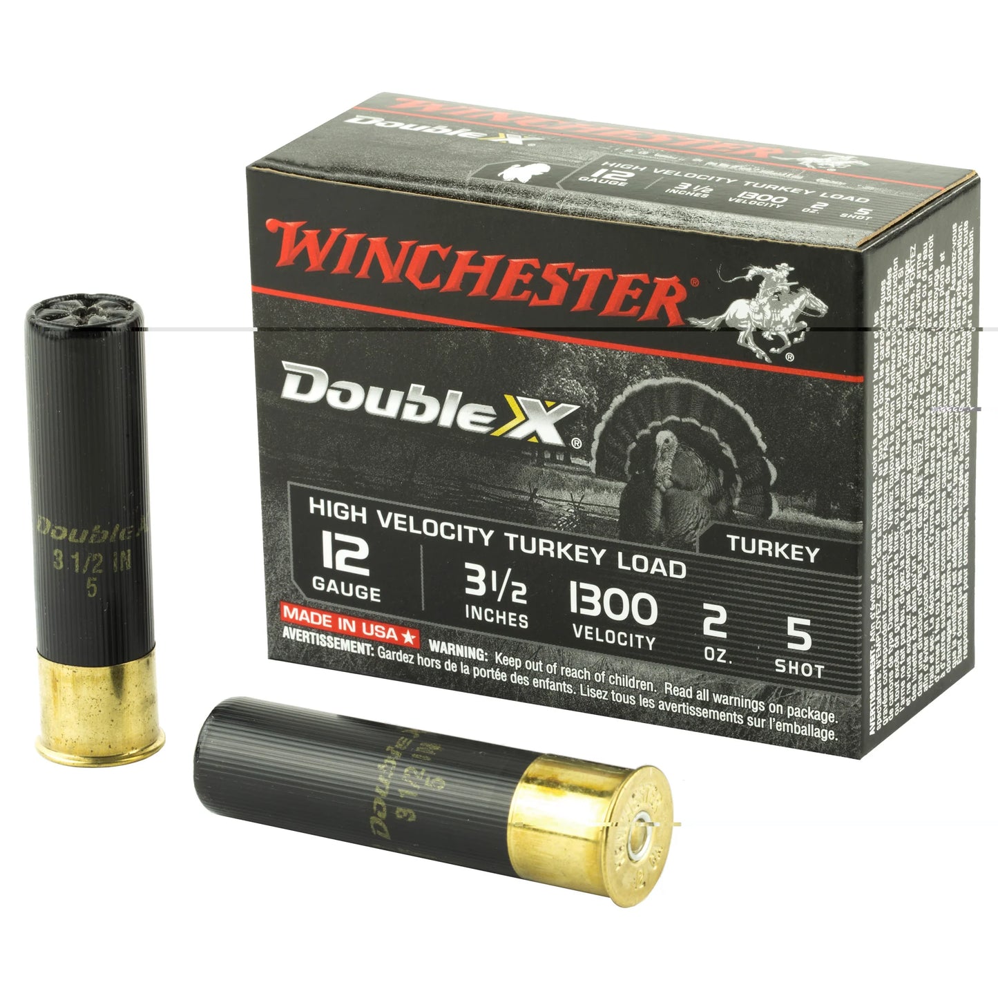 Winchester Ammunition, Double X High Velocity, Turkey, 12 Gauge, 3.5", #5, 2oz, Shotshell  (10 Round Box)