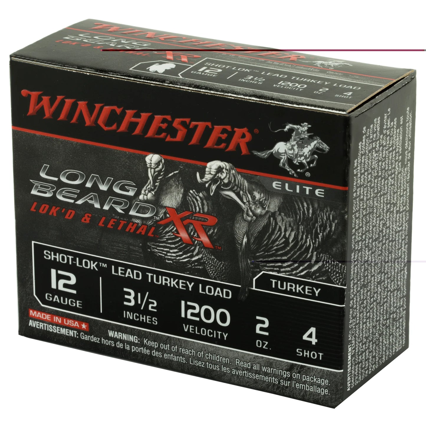 Winchester Ammunition, Long Beard XR, 12 Gauge, 3.5" Chamber, #4, 2 oz, Shotshell Shot-Lok with Lead Shot  (10 Round Box)