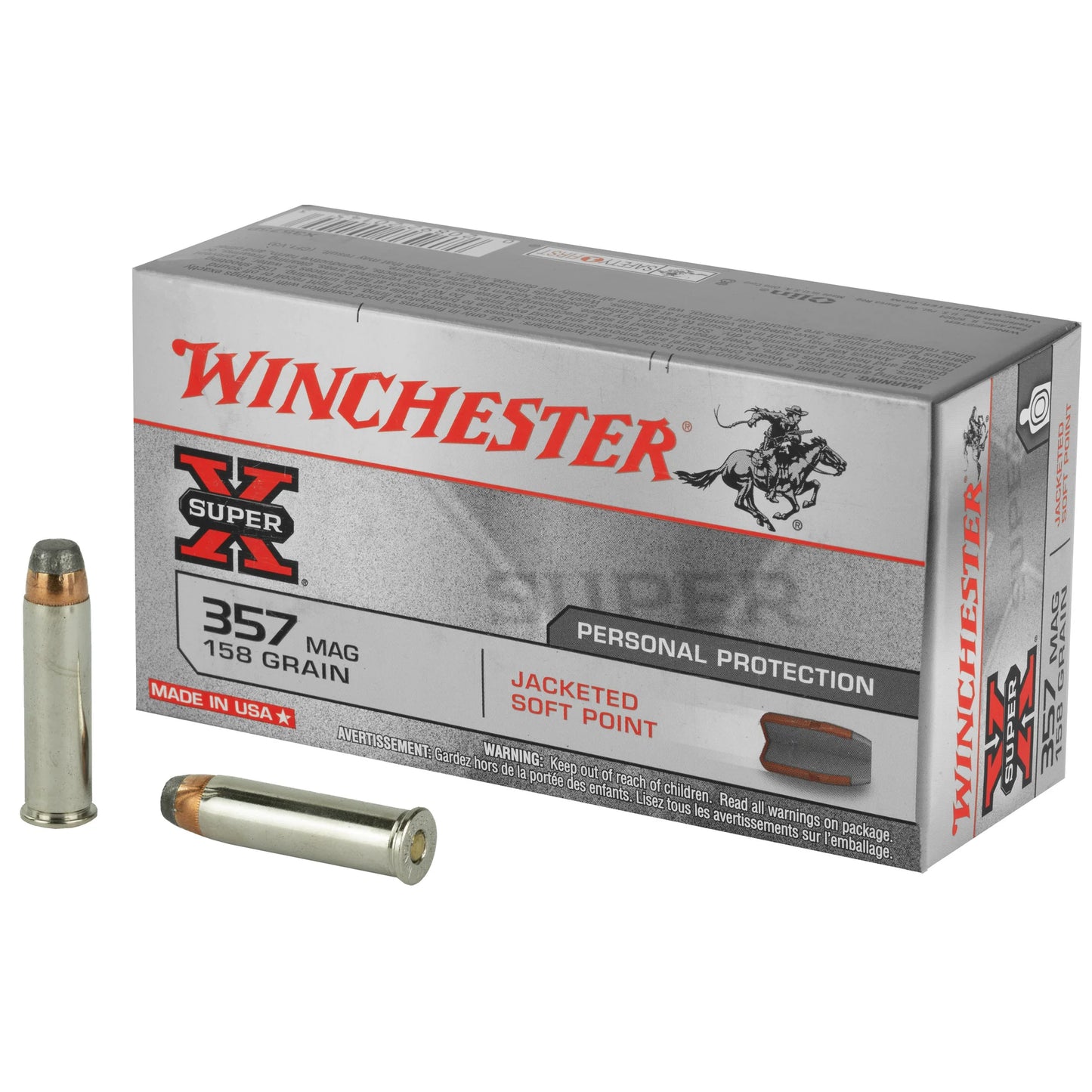 Winchester Ammunition, Super-X, 357 Magnum, 158 Grain | JSP |  (50 Round Box)