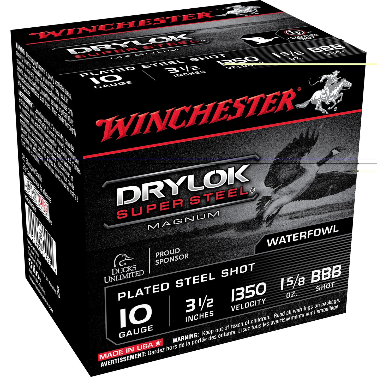 Winchester Ammunition, DRYLOK SUPER STEEL, MAGNUM, 10 Gauge 3.5", BB, 1 5/8oz, Steel Shot, 25 Round Box