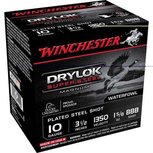 Winchester Ammunition, DRYLOK SUPER STEEL, MAGNUM, 10 Gauge 3.5", BB, 1 5/8oz, Steel Shot, 25 Round Box