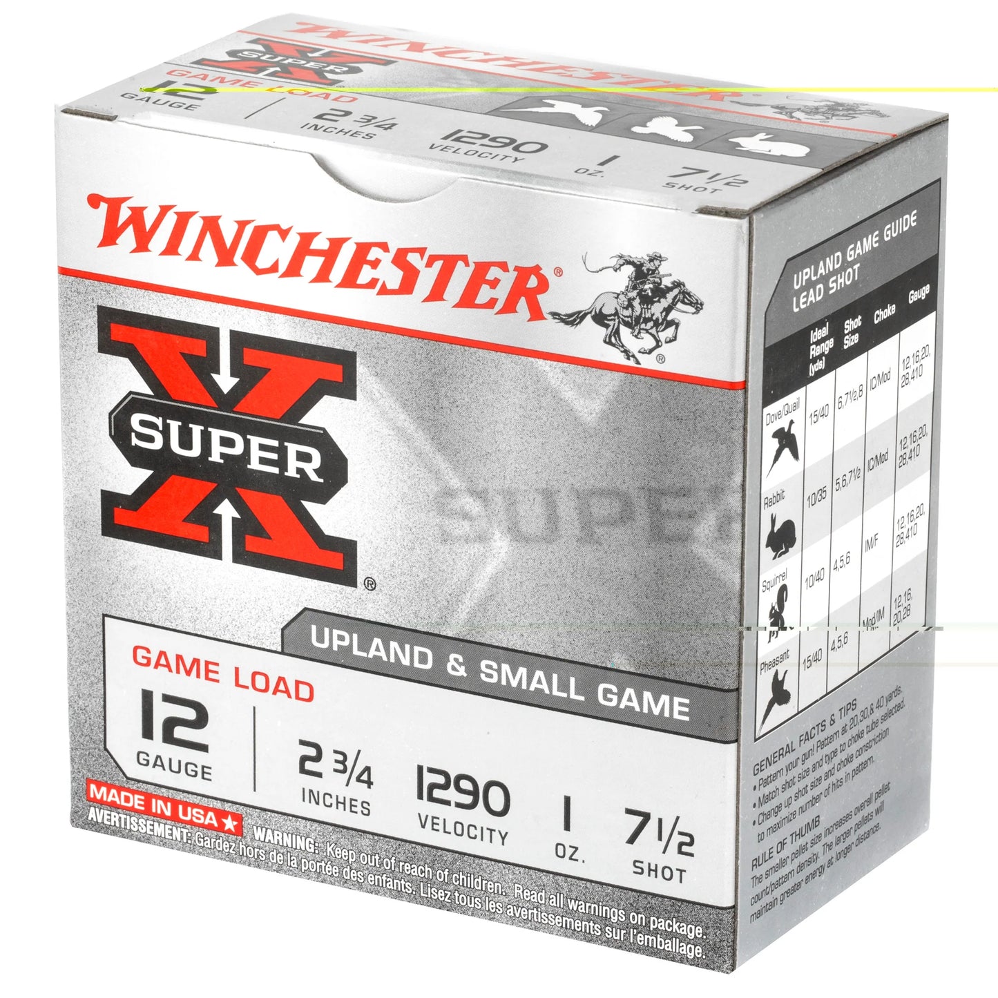 Winchester Ammunition, Super-X, 12 Gauge, 2.75", Game Load, #7.5, 1 oz., Shotshell  (25 Round Box)