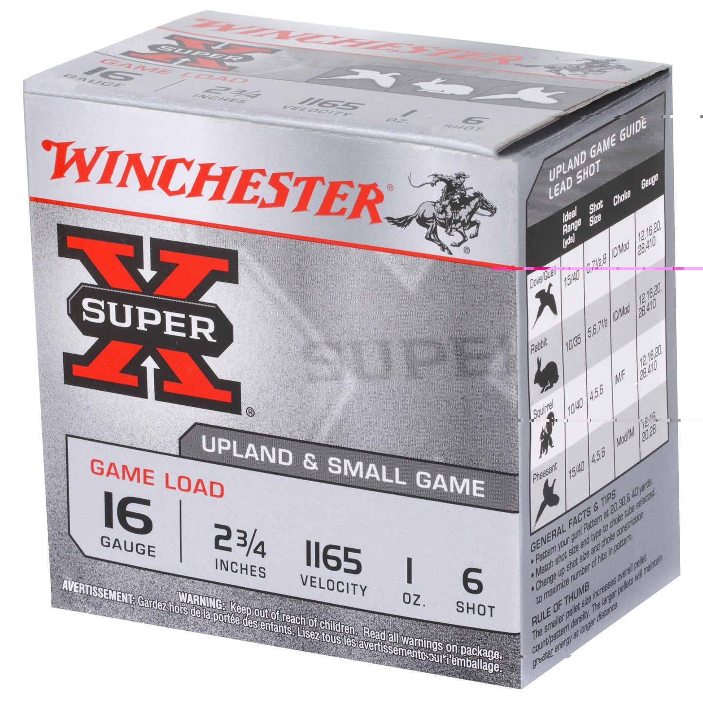 Winchester Ammunition, Super-X, 16 Gauge, 2.75", Game Load, #6, 1 oz., Shotshell  (25 Round Box)