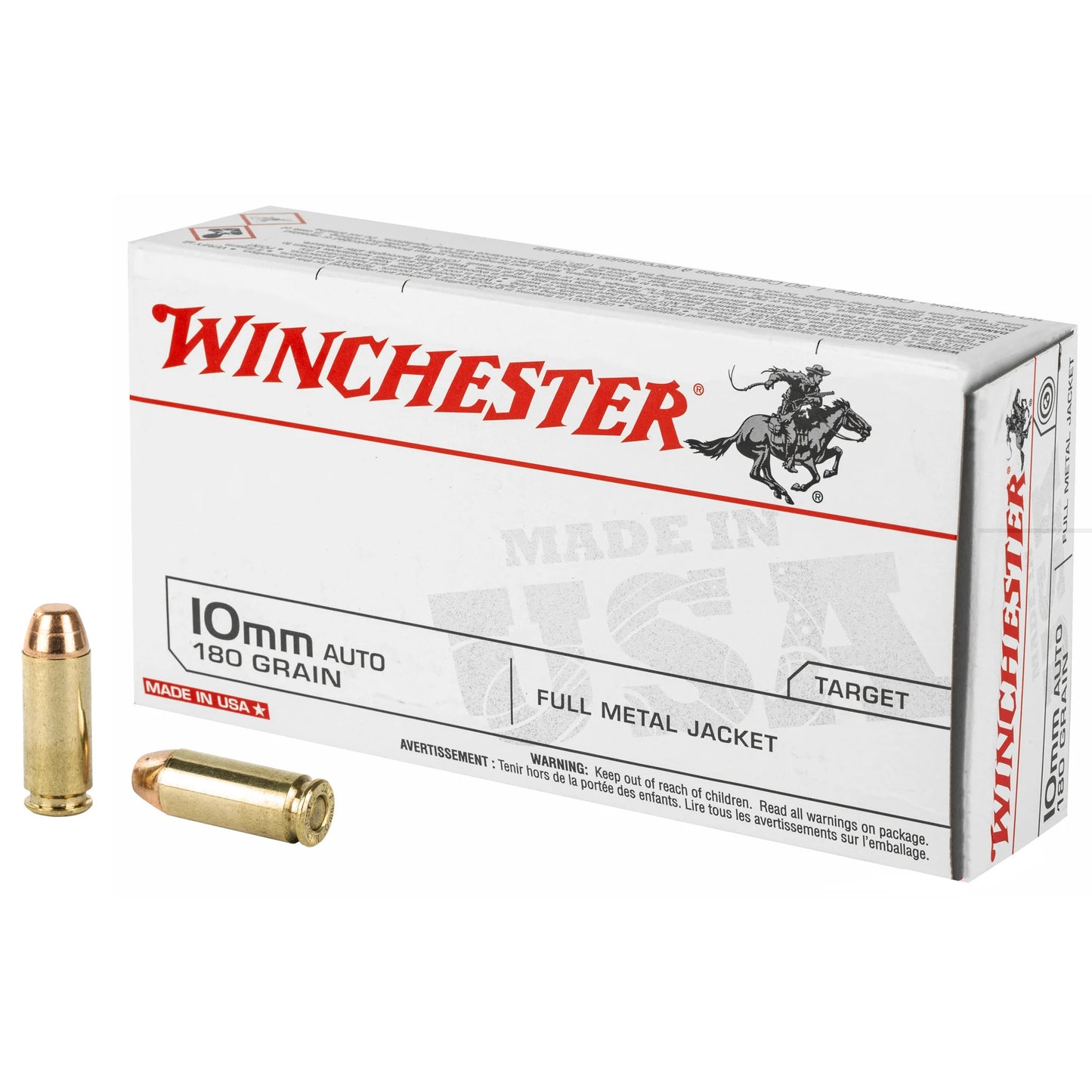 Winchester Ammunition, USA, 10MM, 180 Grain, Full Metal Jacket  (50 Round Box)