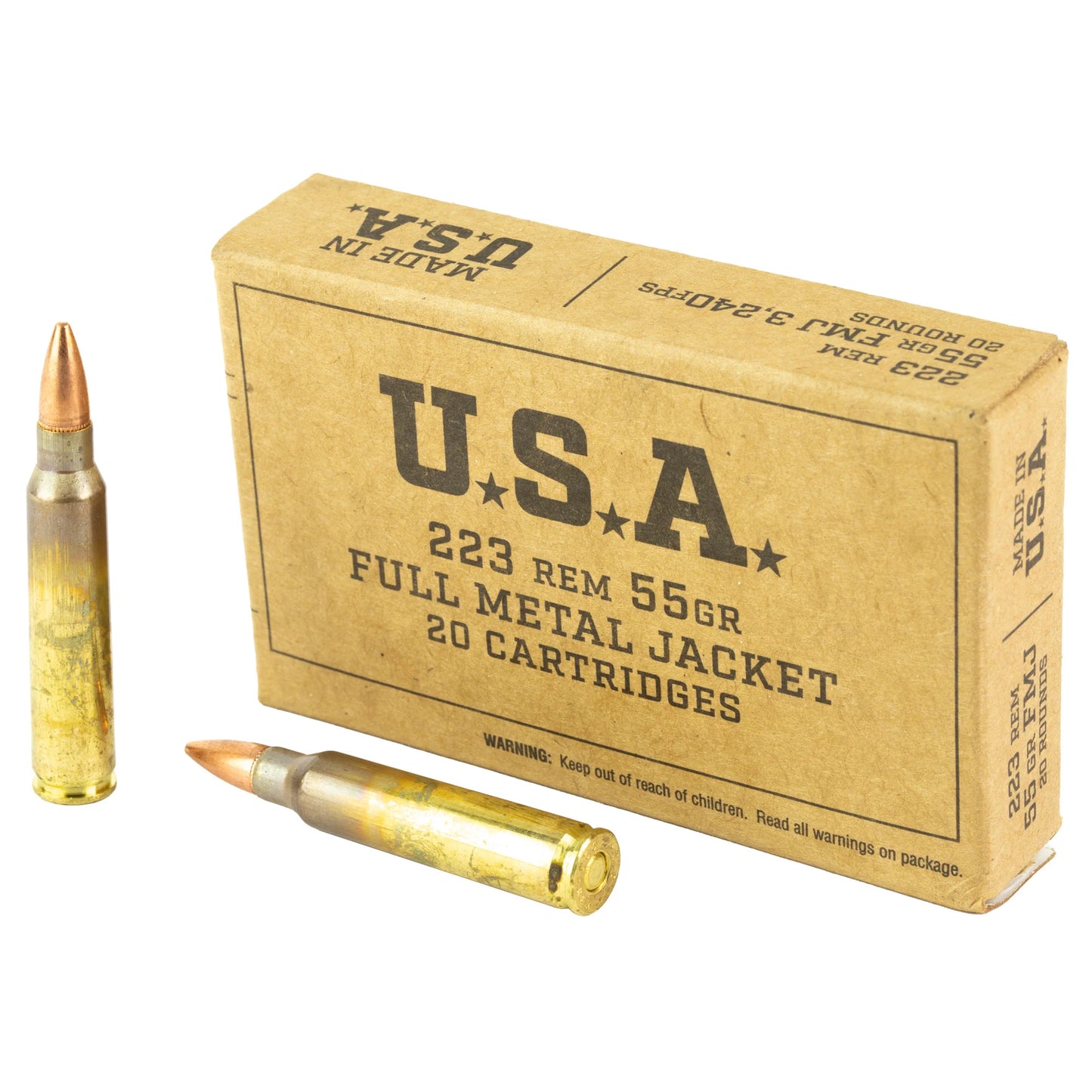 Winchester Ammunition, USA, 223 Remington, 55Gr, Full Metal Jacket, 20 BOX