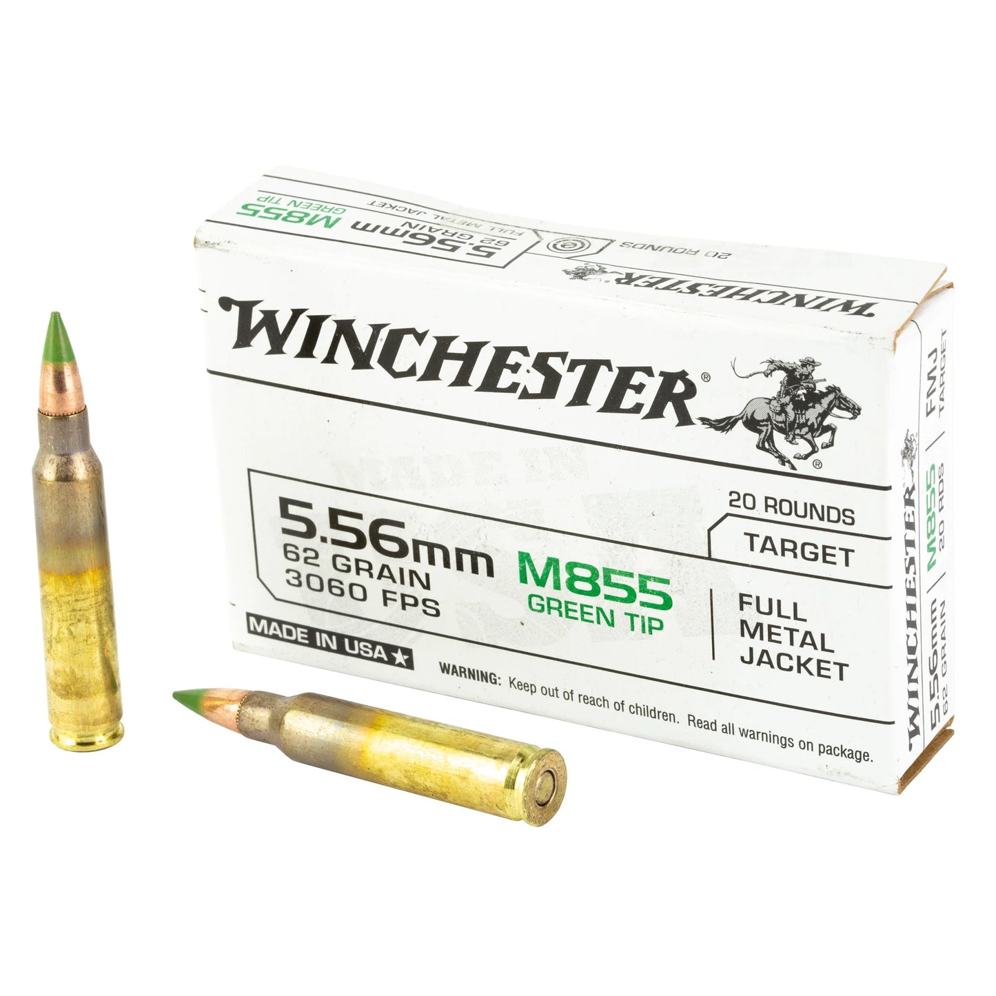 Winchester Ammunition, M193, 5.56NATO, 55 Grain | FMJ|  (20 Round Box)