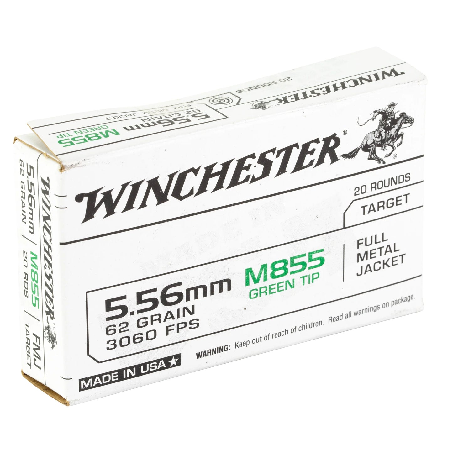 Winchester Ammunition, M193, 5.56NATO, 55 Grain | FMJ|  (20 Round Box)