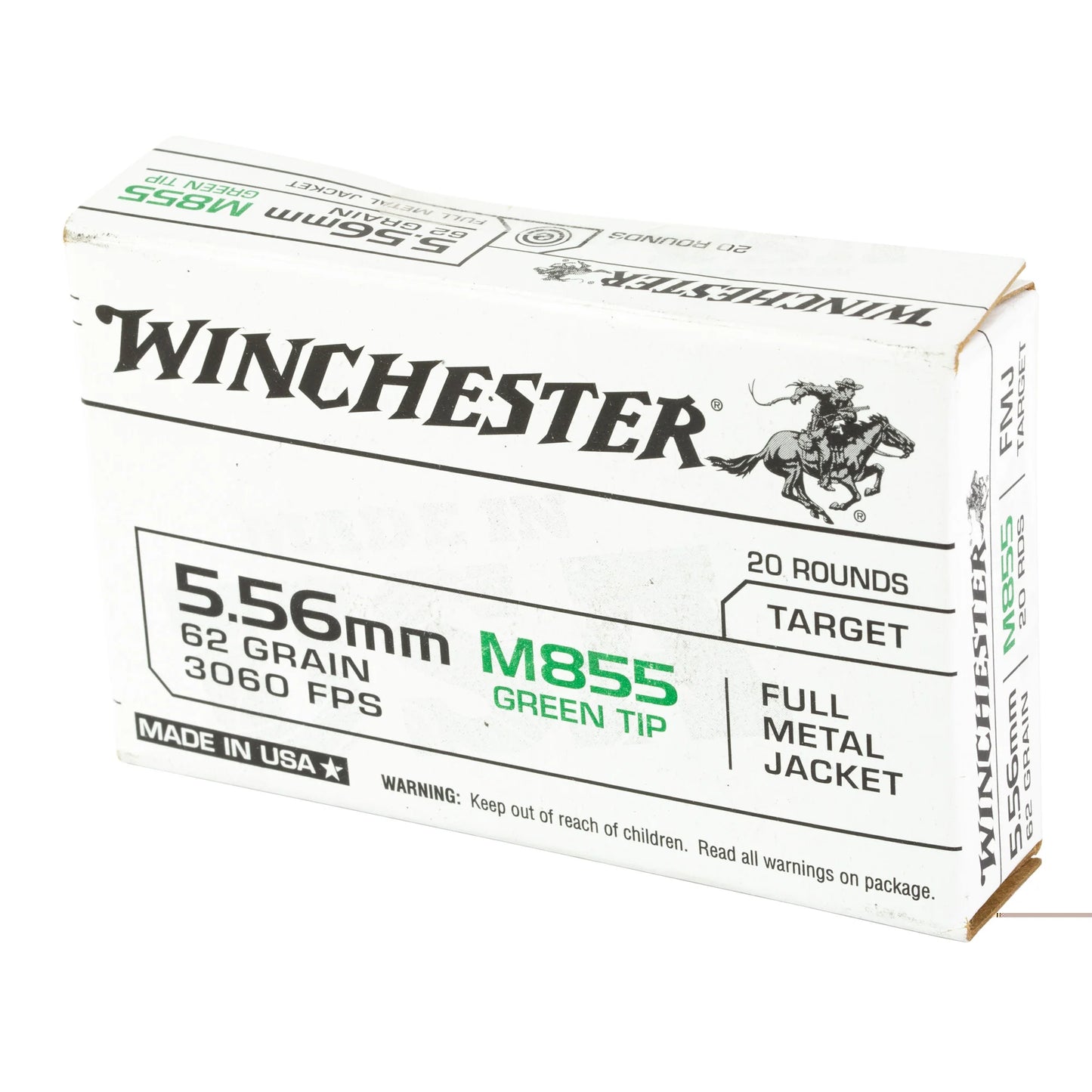 Winchester Ammunition, M193, 5.56NATO, 55 Grain | FMJ|  (20 Round Box)