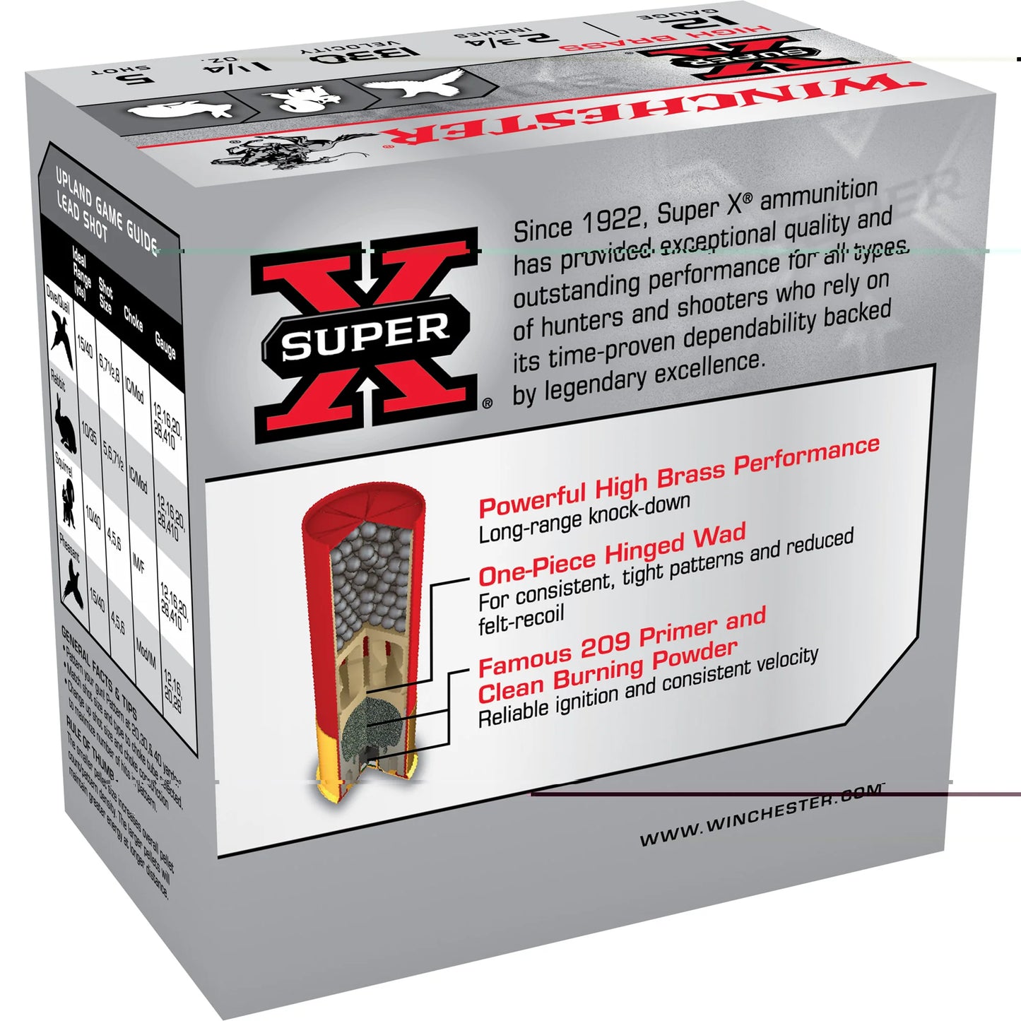 Winchester Ammunition, Super-X Upland, 12 Gauge 2.75", #5 Shot, 1 1/4 oz, Shotshell  (25 Round Box)