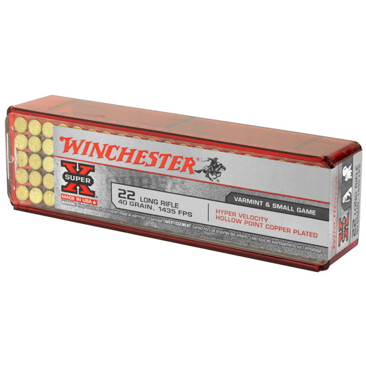 Winchester Ammunition, Hyper Velocity, 22LR, 40 Grain, Copper Plated Hollow Point, 100 Round Box