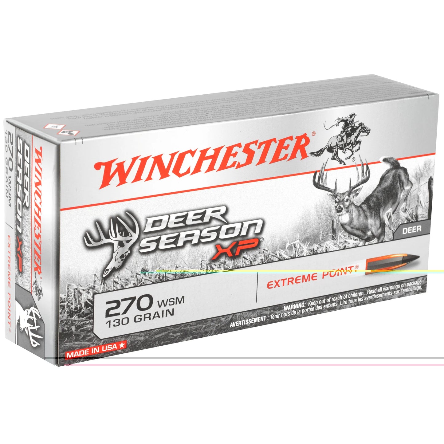 Winchester Ammunition, Deer Season, 270 Winchester Short Magnum, 130 Grain, Extreme Point Polymer Tip  (20 Round Box)