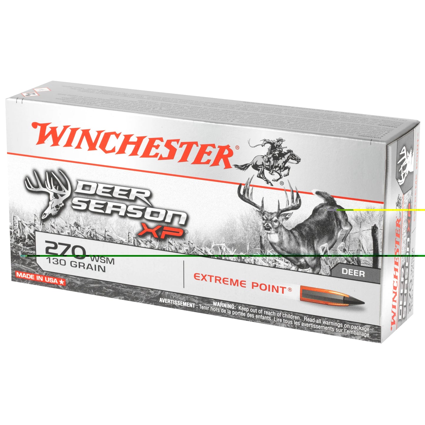 Winchester Ammunition, Deer Season, 270 Winchester Short Magnum, 130 Grain, Extreme Point Polymer Tip  (20 Round Box)