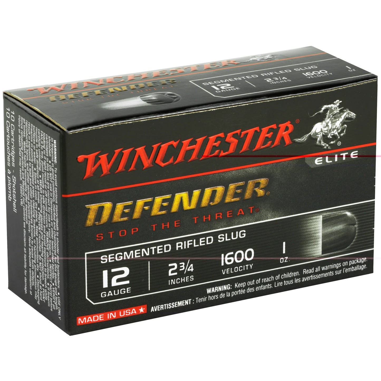 Winchester Ammunition, Defender, Supreme Elite, 12 Gauge, 2.75", 1 oz. Segmenting Slug  (10 Round Box