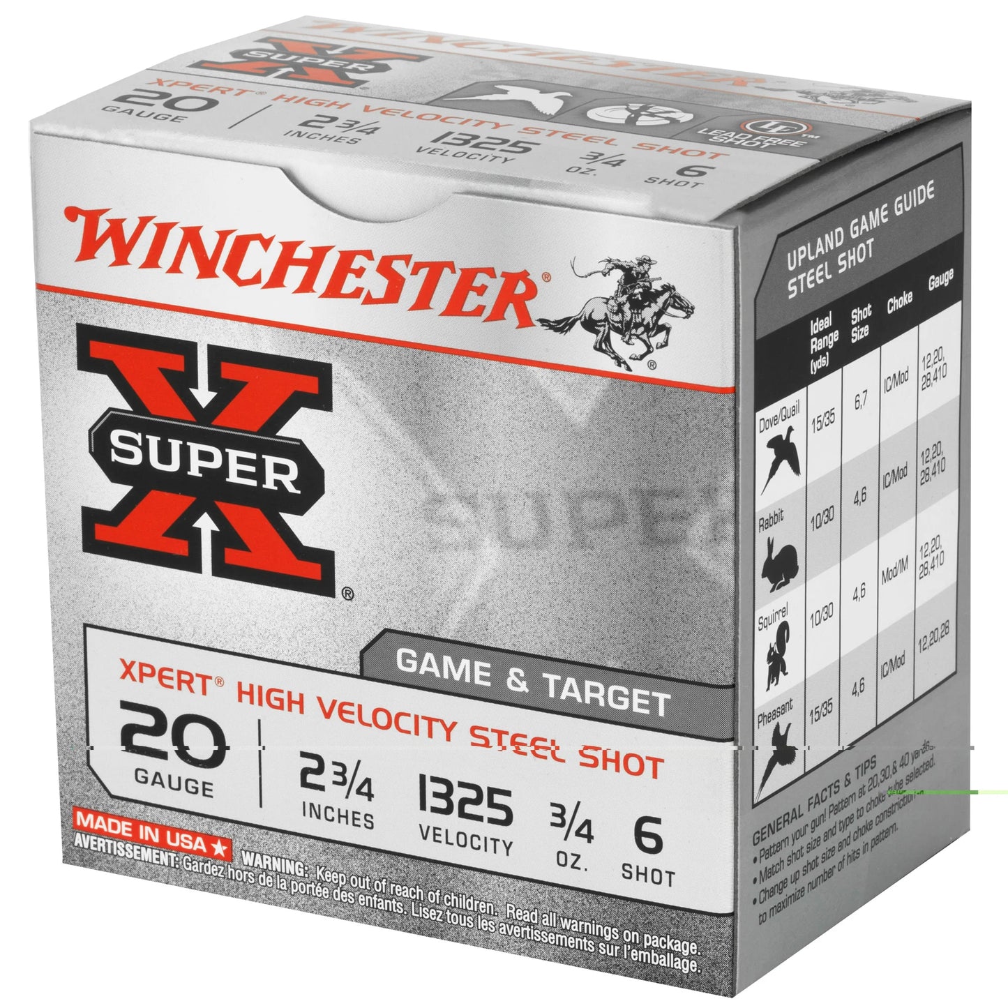 Winchester Ammunition, Xpert, 20 Gauge, 2.75", #6, 3/4 oz., Steel Shot, Lead Free  (25 Round Box)