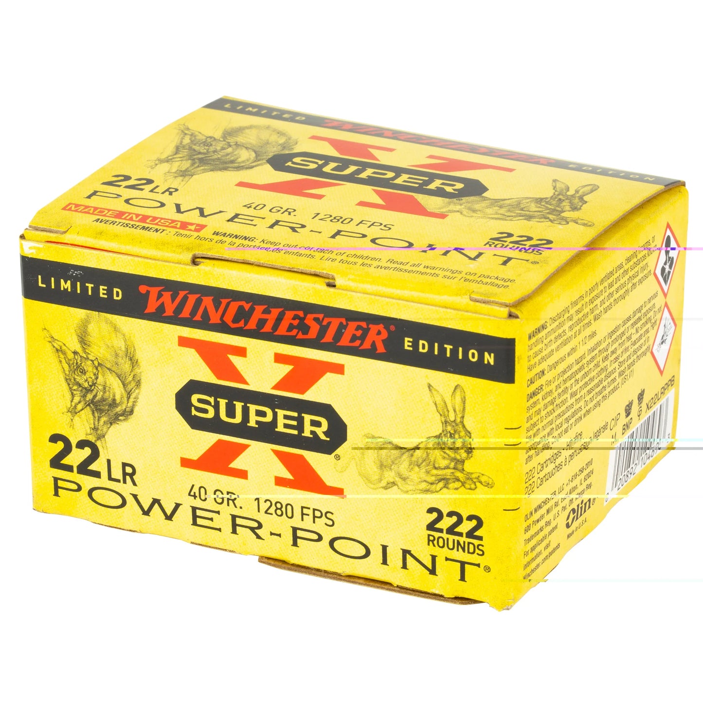 Winchester Ammunition, Super-X, Power-Point, 22 LR, 40 Grain, Power PointHollow Point, 222 Round Box