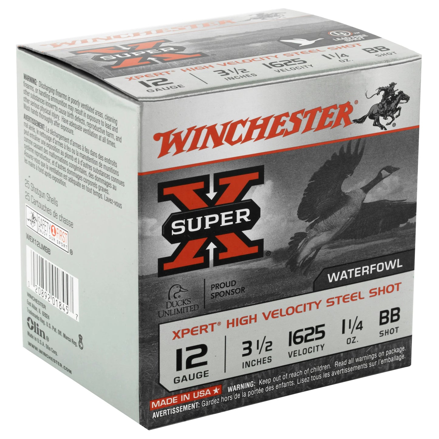 Winchester Ammunition, Xpert HI-Velocity, Steel, 12 Gauge, 3.5", #BB, 1 1/4 oz., Steel Shot, Lead Free  (25 Round Box)