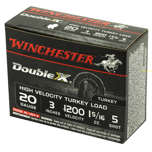 Winchester Ammunition, Double X High Velocity, Turkey, 20 Gauge, 3", #5, 1-5/16 oz., Shotshell  (10 Round Box)