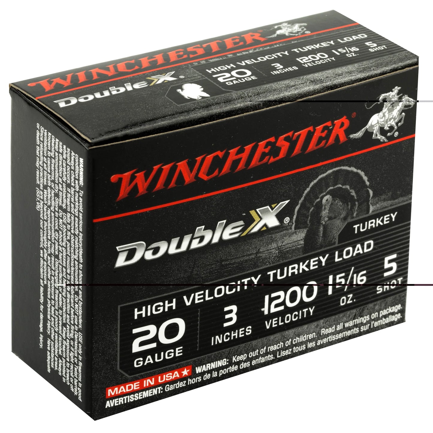 Winchester Ammunition, Double X High Velocity, Turkey, 20 Gauge, 3", #5, 1-5/16 oz., Shotshell  (10 Round Box)