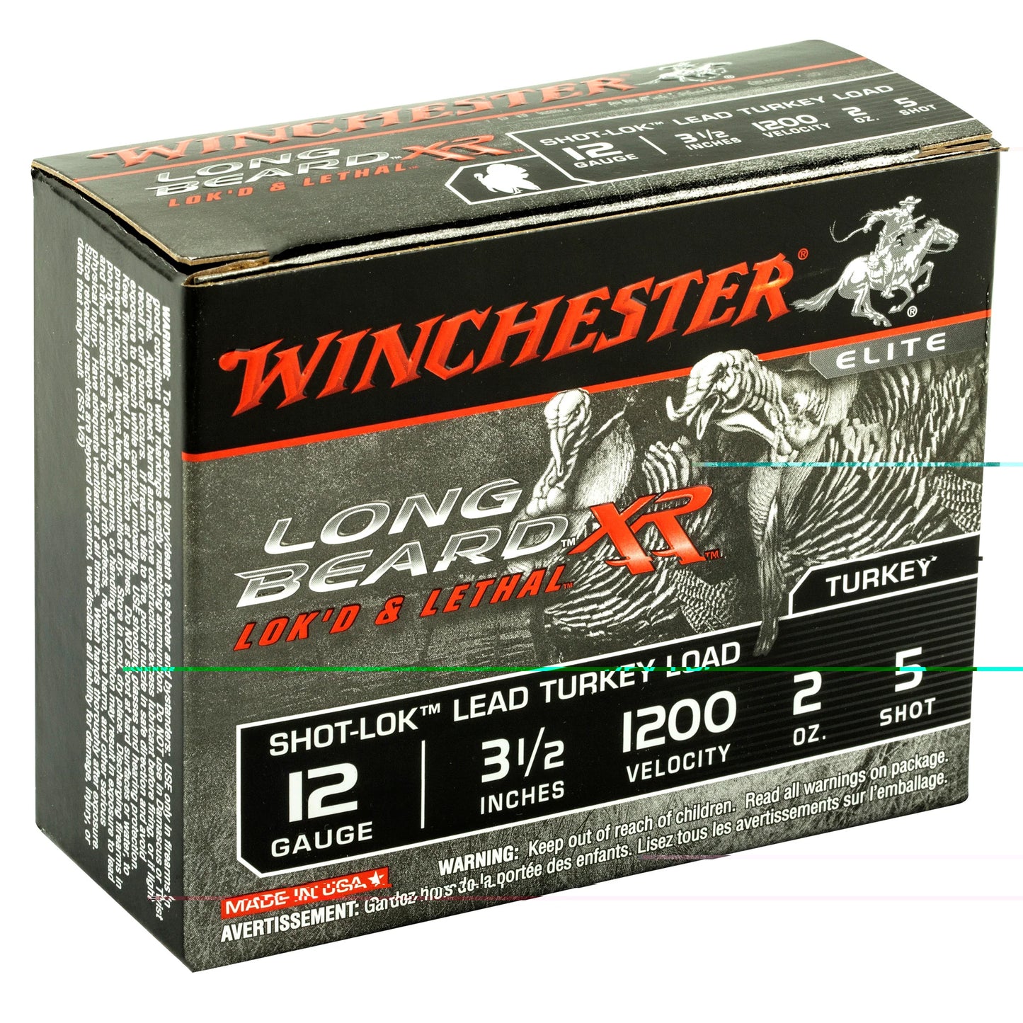 Winchester Ammunition, Long Beard XR, 12 Gauge, 3.5" Chamber, #5, 2 oz, Shotshell Shot-Lok with Lead Shot  (10 Round Box)