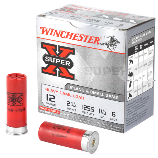 Winchester Ammunition, Super-X, 12 Gauge, 2.75", Heavy Game Load, #6, 1.125 oz., Shotshell  (25 Round Box)