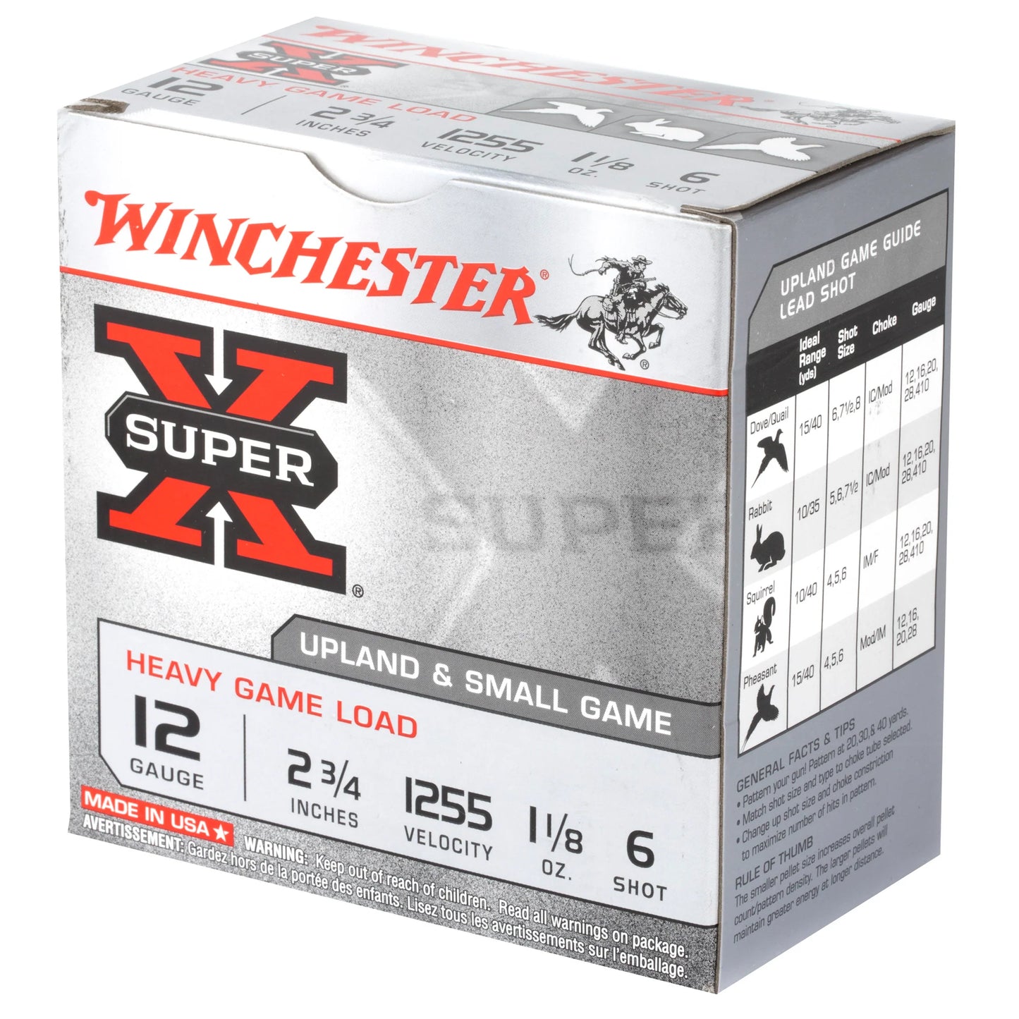 Winchester Ammunition, Super-X, 12 Gauge, 2.75", Heavy Game Load, #6, 1.125 oz., Shotshell  (25 Round Box)