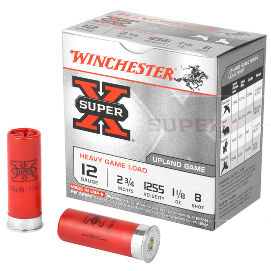 Winchester Ammunition, Super-X, 12 Gauge, 2.75", Heavy Game Load, #8, 1.125 oz., Shotshell  (25 Round Box)