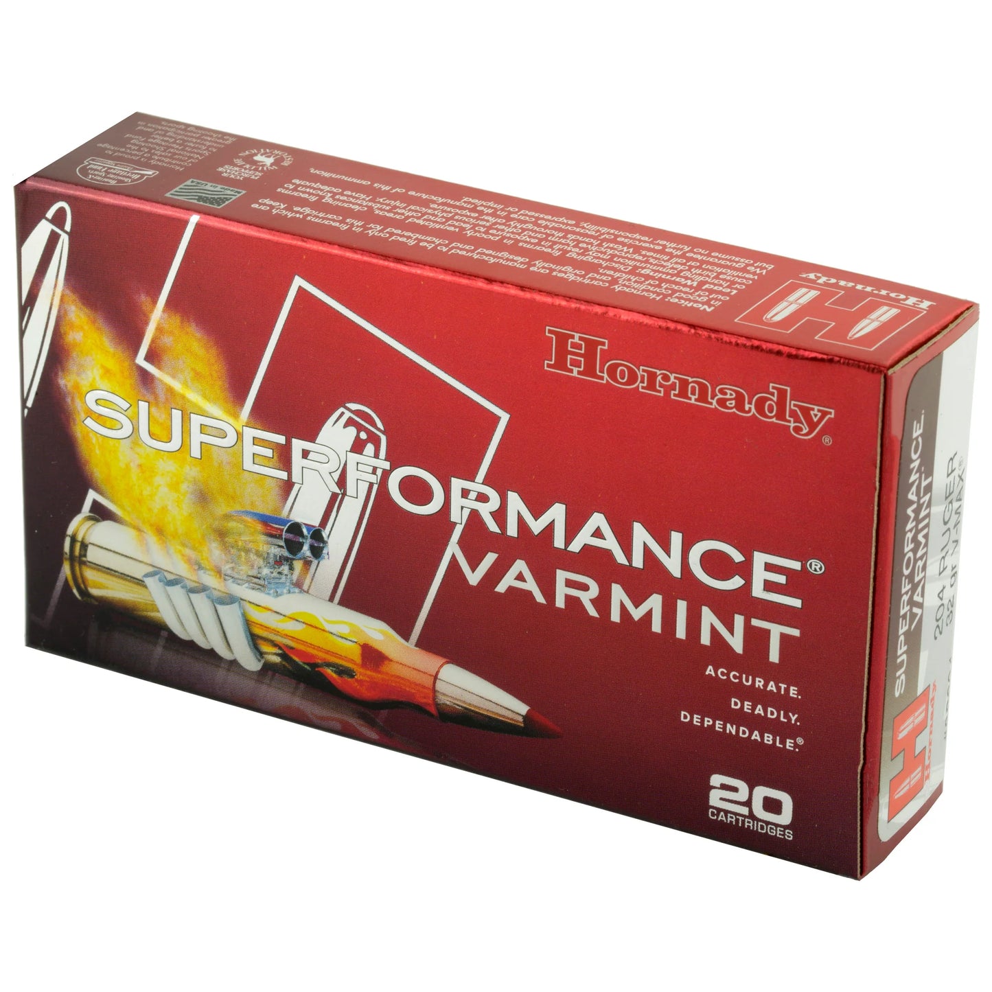 Hornady, Superformance Varmint, 204 Ruger, 32 Grain, V-Max, (20 Round Box)