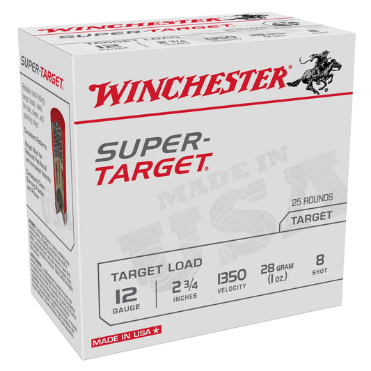 Winchester Ammunition, Super Target, 12 Gauge 2.75", #8 Shot, 1 oz, Shotshell  (25 Round Box)