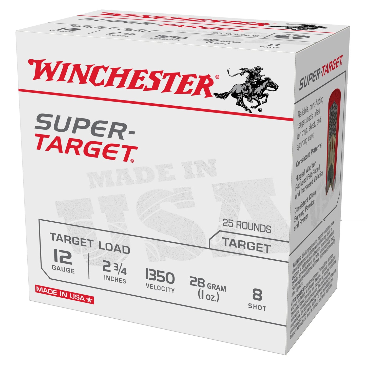 Winchester Ammunition, Super Target, 12 Gauge 2.75", #8 Shot, 1 oz, Shotshell  (25 Round Box)