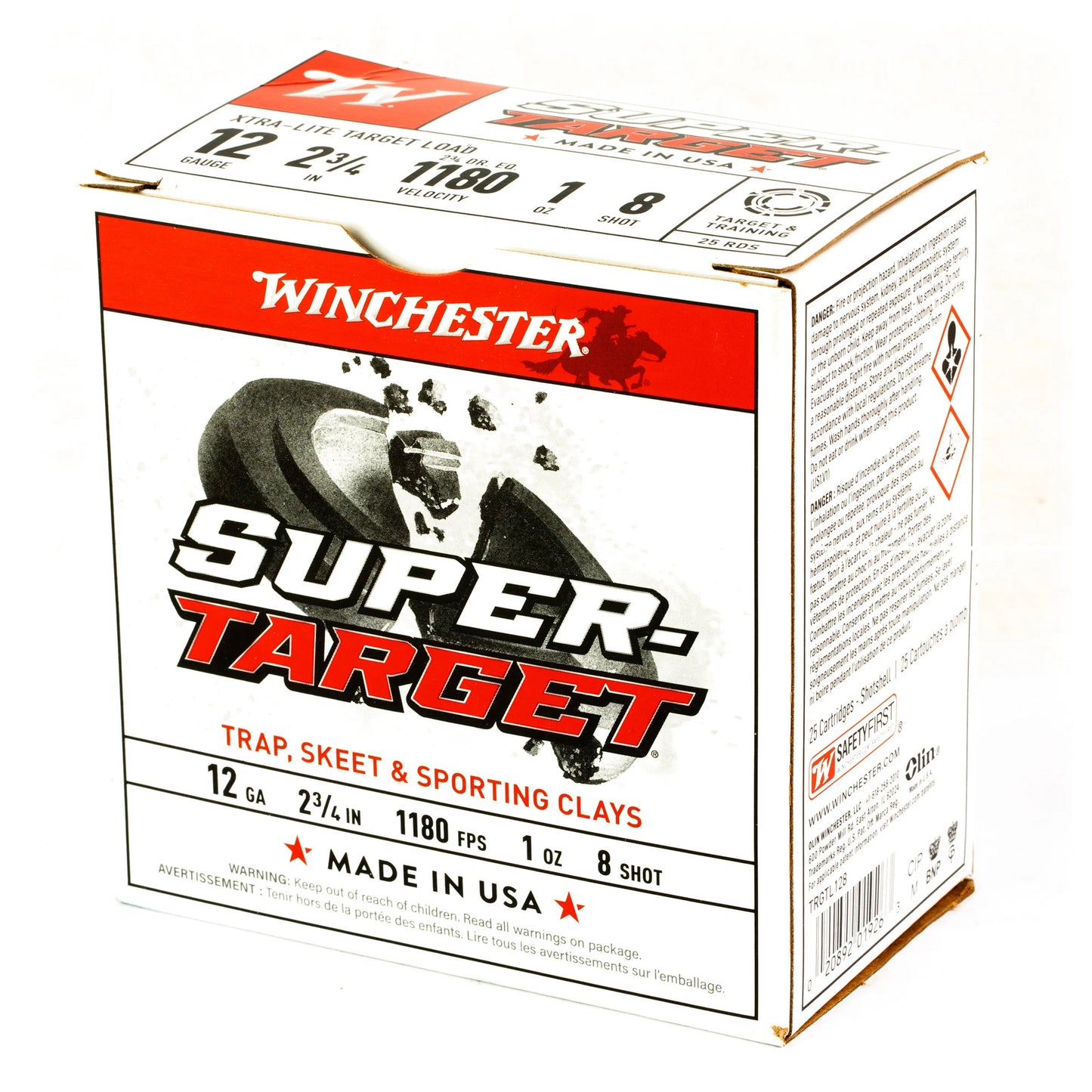 Winchester Ammunition, SUPER-TARGET, 12 Gauge 2.75", 1 oz, #8, Shot Shell  (25 Round Box)