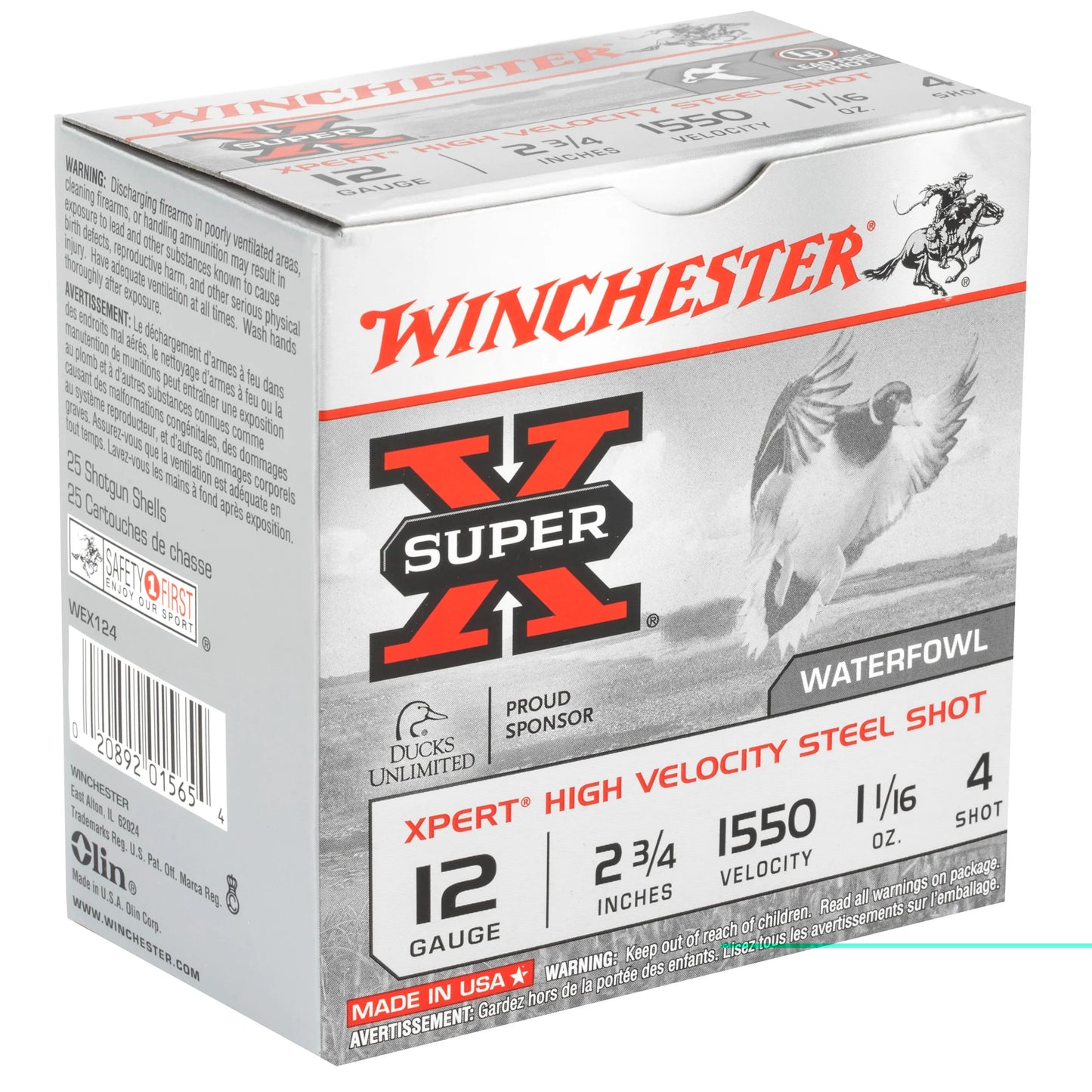 Winchester Ammunition, Xpert HI-Velocity, Steel, 12 Gauge, 2.75", #4, 1.06 oz., Steel Shot, Lead Free  (25 Round Box)