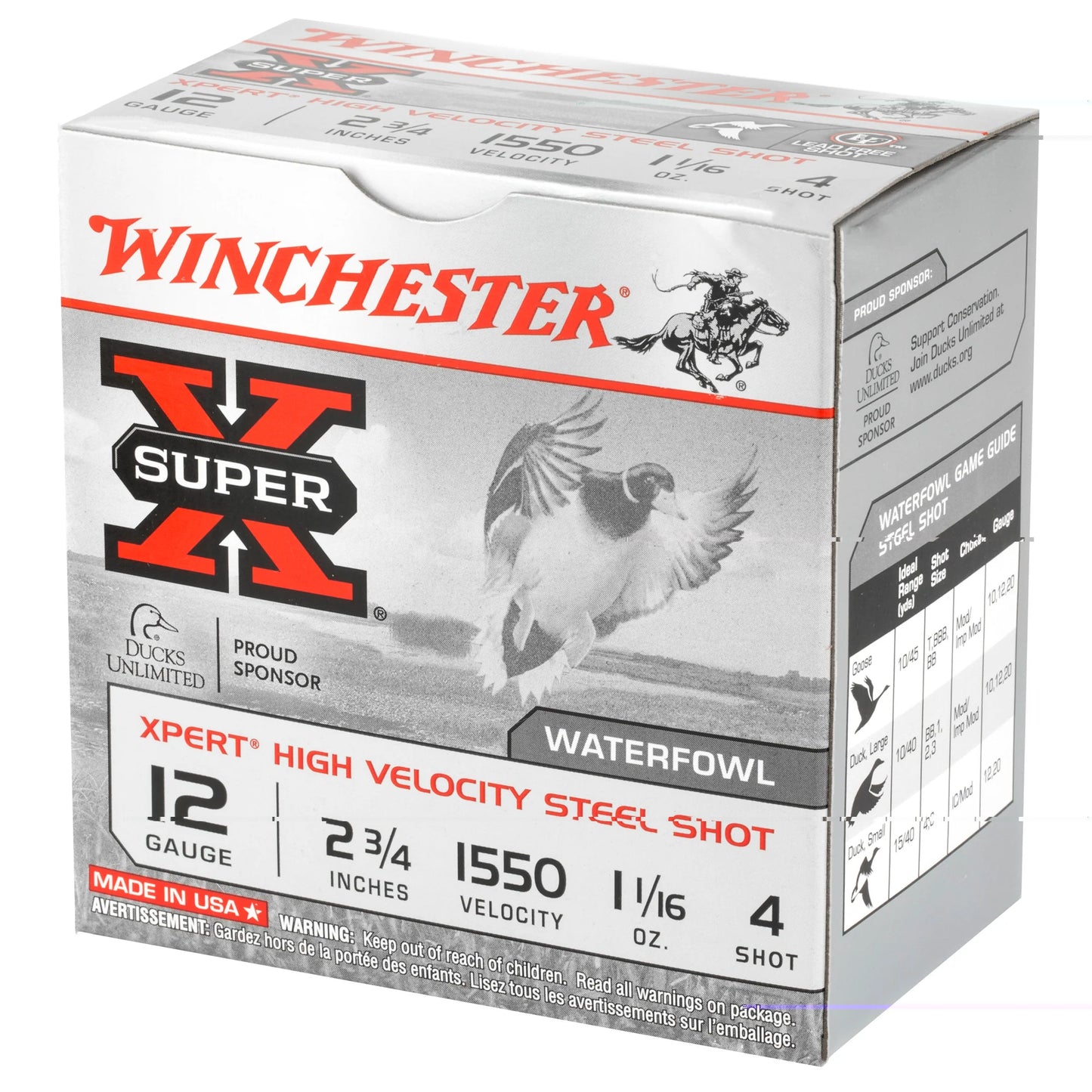 Winchester Ammunition, Xpert HI-Velocity, Steel, 12 Gauge, 2.75", #4, 1.06 oz., Steel Shot, Lead Free  (25 Round Box)