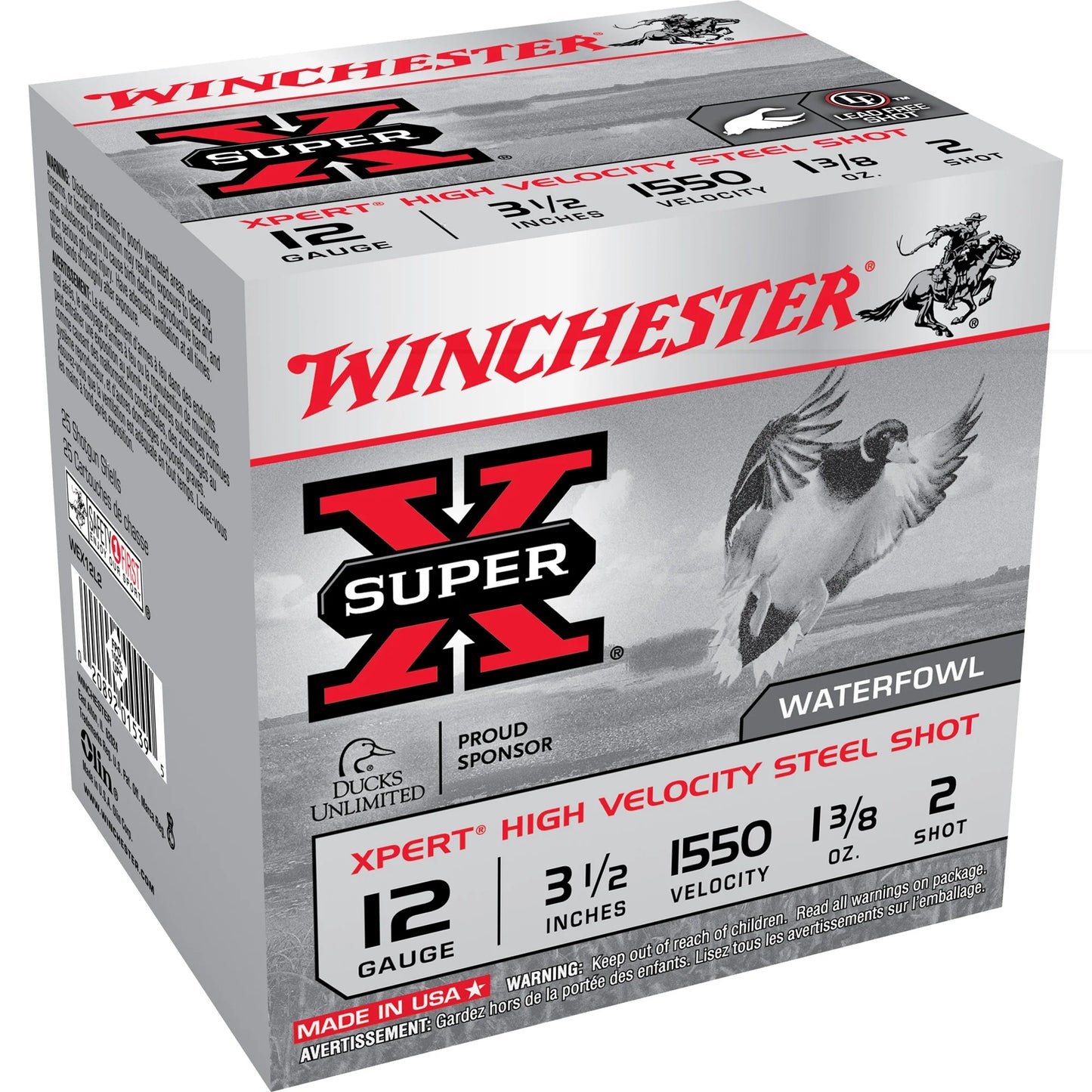 Winchester Ammunition, XPERT HV STEEL WTFWL, 12 Gauge 3.5", 1 3/8 oz, #2, Steel Shot  (25 Round Box)