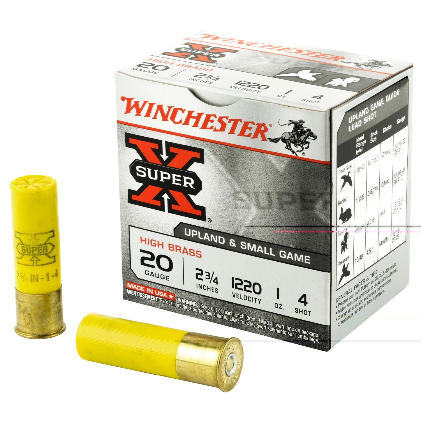 Winchester Ammunition, Super-X, 20 Gauge, #4, 2 3/4 Dram, 1 oz., Shotshell  (25 Round Box)