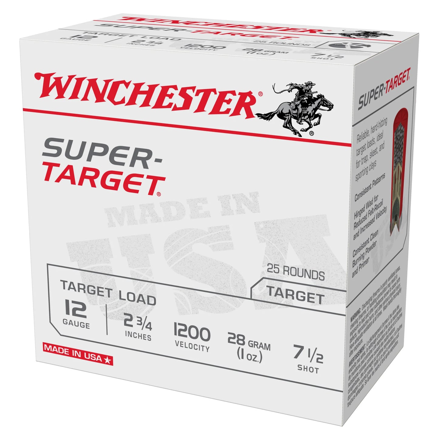 Winchester Ammunition, SUPER-TARGET, TARGET LOAD, 12 Gauge 2.75", #7.5, 1 oz, Shotshell  (25 Round Box)