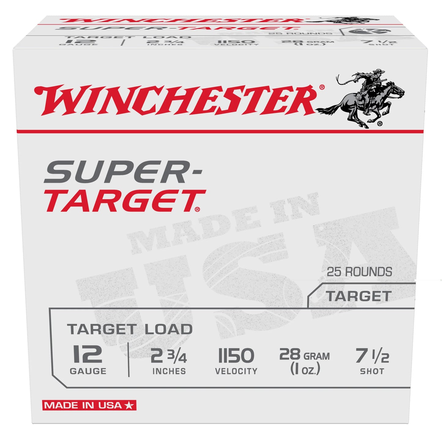 Winchester Ammunition, Super Target, 12 Gauge 2.75", #7.5 Shots, 1 oz, Shotshell  (25 Round Box)