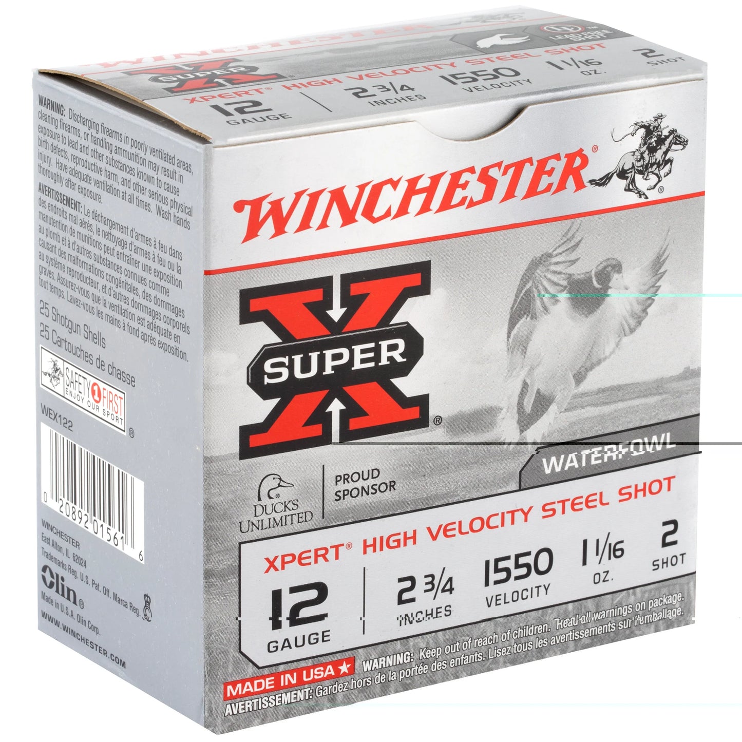 Winchester Ammunition, Xpert HI-Velocity, Steel, 12 Gauge, 2.75", #2, 1.06 oz., Steel Shot, Lead Free  (25 Round Box)